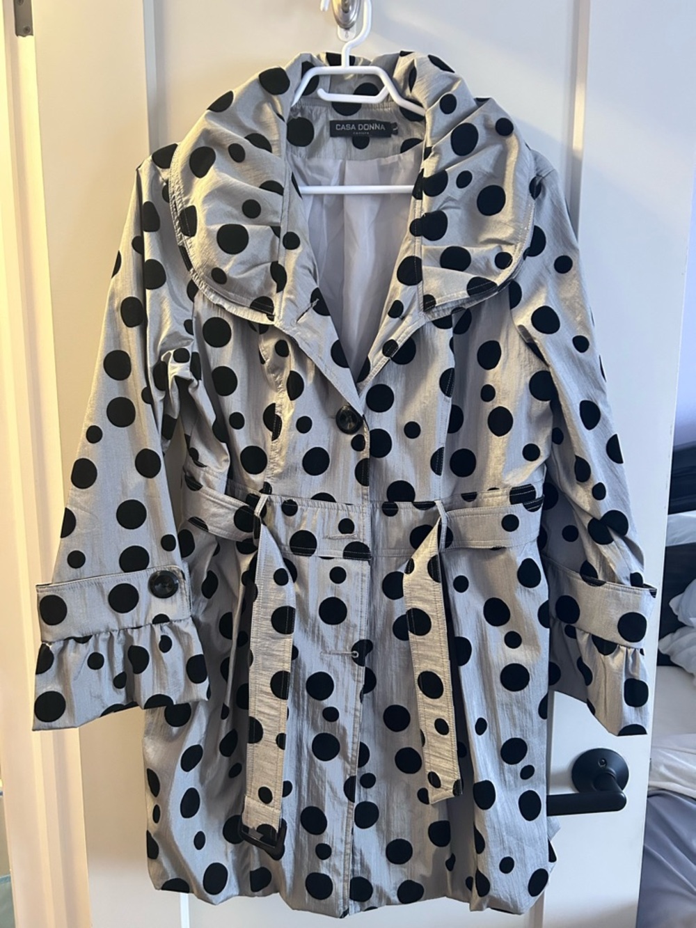 Silver Polka Dot Trench Coat